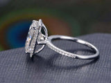 1.9ct Radiant Cut Diamond Solitaire with Accents Halo Ring 14k White Gold Finish