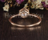 0.5ct Round Cut Moissanite Geometric Solitaire Beaded Ring 14k YellowGold Plated