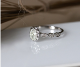 1.5ct Oval Cut Diamond Engagement Ring 14k White Gold Finish Art Deco Solitaire