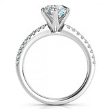 1.4ct Round Cut Solitaire With Accents Engagement Ring 14k White Gold Finish New