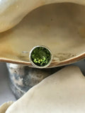 1ct Engagement Ring Round Cut Peridot Bezel Set Solitaire 14k White Gold Finish