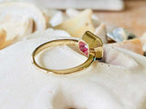 2.2ct Engagement Ring Emerald Cut Pink Sapphire Solitaire 14k Yellow Gold Finish
