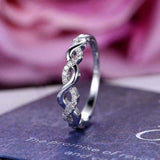 0.57ct Round Cut VVS1D Diamond Wedding Band Ring Infinity 14k White Gold Finish