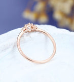 0.5ct Round Cut Moissanite Unique Cluster Engagement Ring 14k Rose Gold Plated