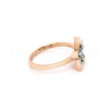0.3ct Round Cut Moissanite Star Design Engagement Ring 14k Yellow Gold Plated