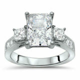 4.5ct Radiant Cut Diamond Princess Accents Engagement Ring 14K White Gold Finish
