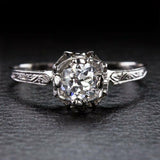 0.75Ct Round Cut Diamond Vintage Antique Engagement Ring 14K White Gold Finish