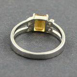 1.5ct Engagement Ring Emerald Cut Yellow Citrine Split Shank 14k White Gold Over