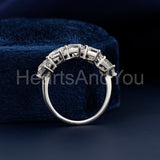 0.4ct Asscher Simulated Diamond Five Stone Wedding Band 14k White Gold Plated