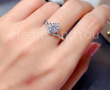 0.5ct Round Cut Moissanite Curved Women Engagement Ring 14k White Gold Plated