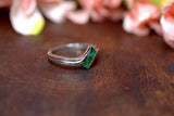 0.2ct Engagement Ring Round Cut Green Emerald Bypass Trilogy 14k White Gold Over