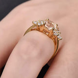 2ct Round Cut Morganite Petite Round Accents Solitaire Ring 14k Yellow Gold Over