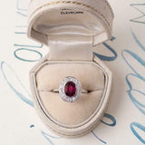 3ct Oval Cut Pink Ruby Engagement Ring Diamond Halo Solitaire 14k WhiteGold Over