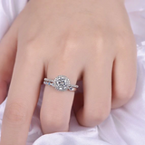 2ct Round Cut VVS1 Diamond Halo Bridal Set Engagement Ring 14k White Gold Finish