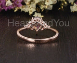 1ct Pear Cut Simulated Morganite Minimalist Engagement Ring 14k Rose Gold Plated
