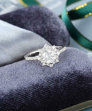 Vintage Halo Engagement Ring 2.1ct Round Cut VVS1D Diamond 14k White Gold Finish