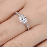 1.5ct Oval Cut Diamond Engagement Ring East West Solitaire 14k White Gold Finish