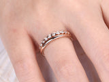 Half Eternity Bridal Set Engagement Ring 1ct Round Diamond 14k Rose Gold Finish