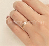 0.35ct Round Cut Simulated Diamond Three Stone Pearl Ring 14k Yellow Gold Plated