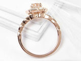 2ct Engagement Ring Oval Cut Peach Morganite Halo Milgrain 14k Rose Gold Finish