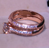 3ct Round Cut Diamond Engagement Ring 14k Rose Gold Finish Bridal Set Promise