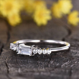 1ct Engagement Ring Emerald Cut Diamond Solitaire Accent 14k White Gold Finish