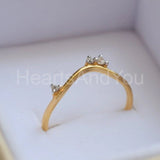 0.1ct Round Cut Moissanite Curved Minimalist Wed Band 14k Yellow Gold Plated