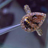 4Ct Pear Cut Peach Morganite Diamond Accent Engagement Ring 14K Rose Gold Finish