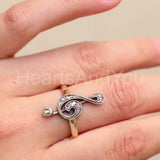 0.3ct Round Cut Moissanite Musical Note Engagement Ring 14k Yellow Gold Plated