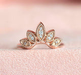 1.5ct Round Cut Diamond Engagement Ring Crown Bridal Set 14k Rose Gold Finish