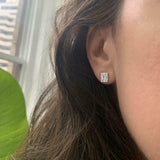 1ct Baguette Cut VVS1 Diamond Stylish Design Stud Earrings 14k White Gold Finish