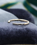 0.3ct Round Cut Simulated Black Diamond Open Cuff Wed Band 14k YellowGold Plated