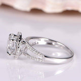 Halo Split Shank Engagement Ring 1.9ct Round Cut Diamond 14k White Gold Finish