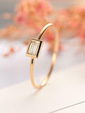 Bezel Set Minimalist Engagement Ring 0.4ct Baguette Diamond 14k Yellow Gold Over