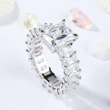 5Ct Radiant Cut Diamond Solitaire Eternity Engagement Ring 18K White Gold Finish