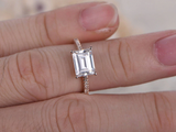 1.6ct Emerald Cut Diamond Engagement Ring Accents Solitaire 14k Rose Gold Finish