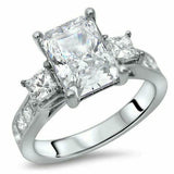 4.5ct Radiant Cut Diamond Princess Accents Engagement Ring 14K White Gold Finish