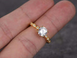 1.4ct Round Cut Diamond Accents Solitaire Engagement Ring 14k Yellow Gold Finish