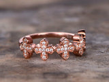 0.5ct Round Cut VVS1 Diamond 5 Small Cross Shape Engagement Ring 14k Gold Finish
