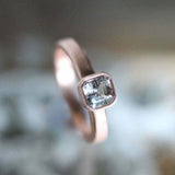 0.5ct Asscher Cut Diamond Engagement Ring Bezel Set Solitaire 14k Rose Gold Over