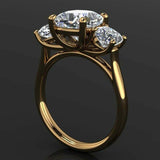 2.8ct Cushion Cut VVS1D Diamond Engagement Ring 14k Yellow Gold Finish Trilogy