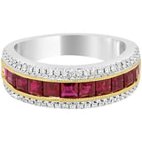 3.5ct Princess Pink Ruby Wedding Band Half Eternity Milgrain 14k White Gold Over