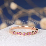 0.5ct Round Cut Simulated Ruby Half Eternity Wedding Band 14k Rose Gold Plated
