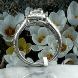 2.7ct Round Cut Diamond Engagement Ring Three Row Shank Halo 14k White Gold Over