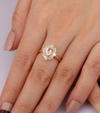 2ct Oval Cut Morganite Engagement Ring Diamond Ballerina 14k Yellow Gold Finish