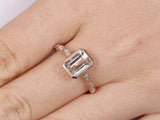 1.5ct Emerald Cut Peach Morganite Engagement Ring Bezel Set 14k Rose Gold Finish