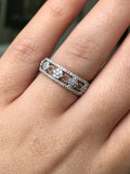 3ct Round Cut Diamond Floral Eternity Wedding Ring Band 14k White Gold Finish
