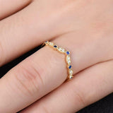 0.5ct Round Cut Blue Tanzanite Wedding Band Curved Stackable 14k YellowGold Over