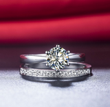 2ct Round Cut Diamond Engagement Ring 18k White Gold Finish Solitaire Bridal Set