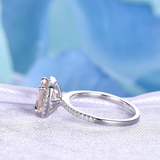 2ct Cushion Cut Peach Morganite Engagement Ring Diamond Halo 14k White Gold Over